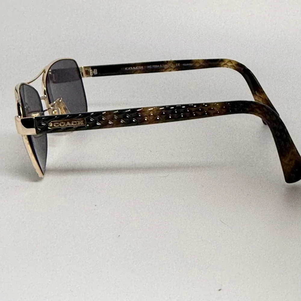 Coach HC 7054 L129 Polarized Sunglasses Light Gold Dark Tortoise 56-16-135